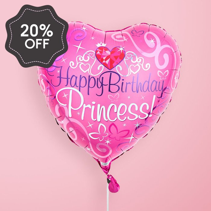 Happy Birthday Princess Heart Balloon
