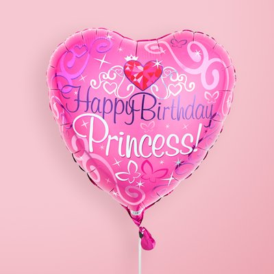 Happy Birthday Princess Heart Balloon