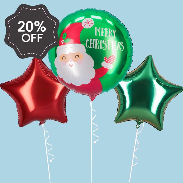 Merry Christmas Santa Balloon Trio