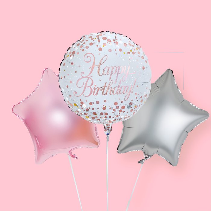Pink Happy Birthday Balloon Trio