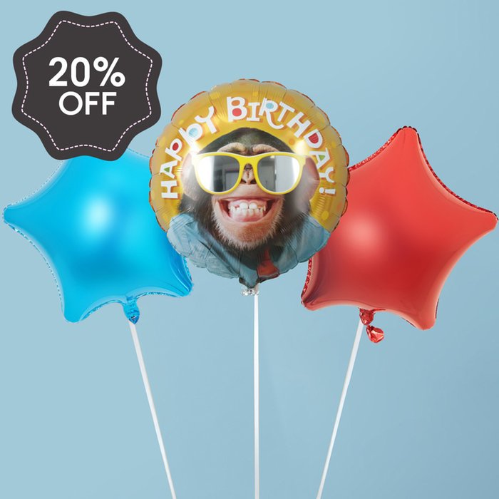 Happy Birthday Chimp Balloon Trio