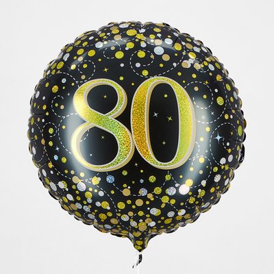 80th Birthday Black & Gold Balloon