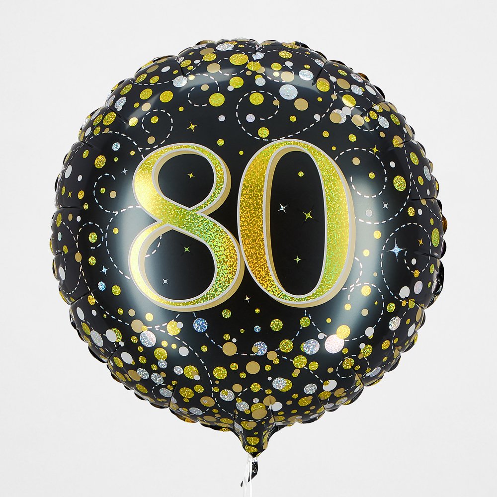 Moonpig 80th Birthday Black & Gold Balloon