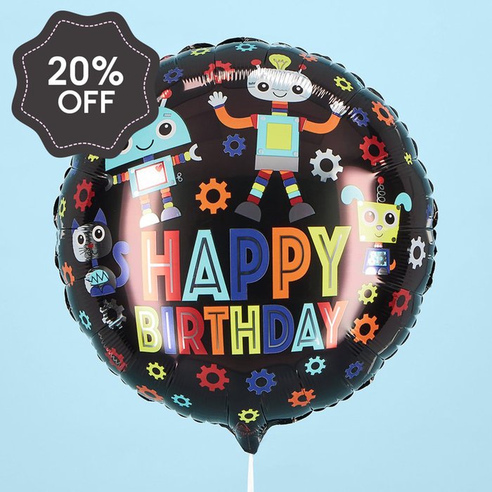 Happy Birthday Robots Balloon