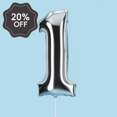 Silver Giant Number 1 Balloon