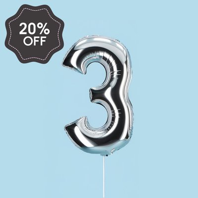 Silver Giant Number 3 Balloon