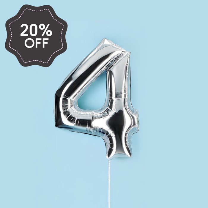 Silver Giant Number 4 Balloon