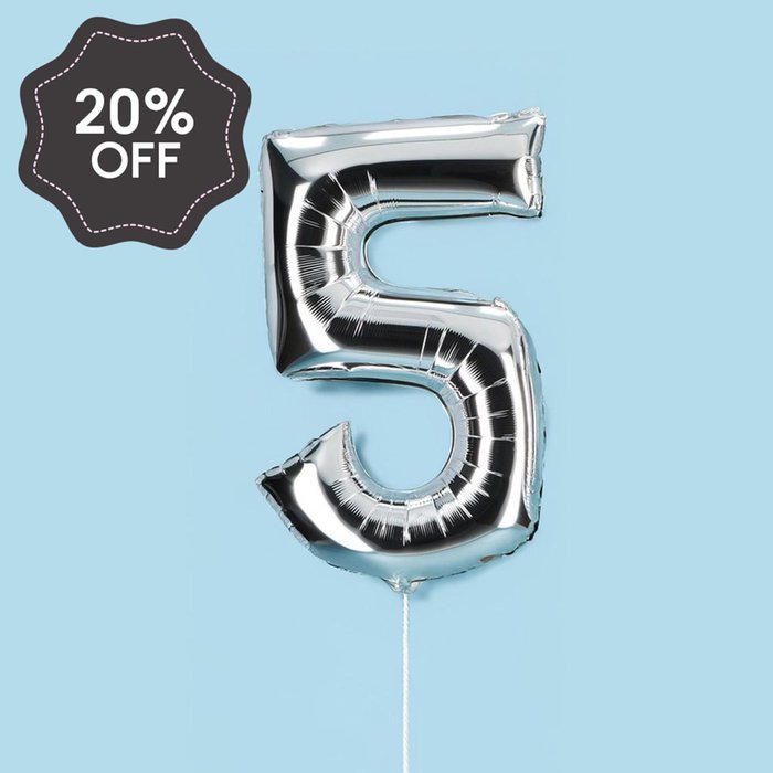 Silver Giant Number 5 Balloon