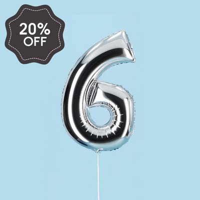Silver Giant Number 6 Balloon