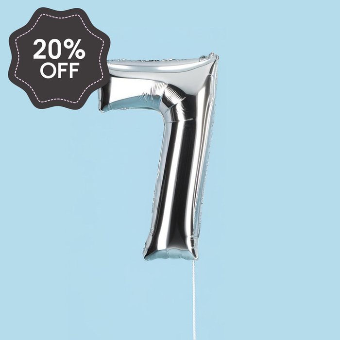 Silver Giant Number 7 Balloon