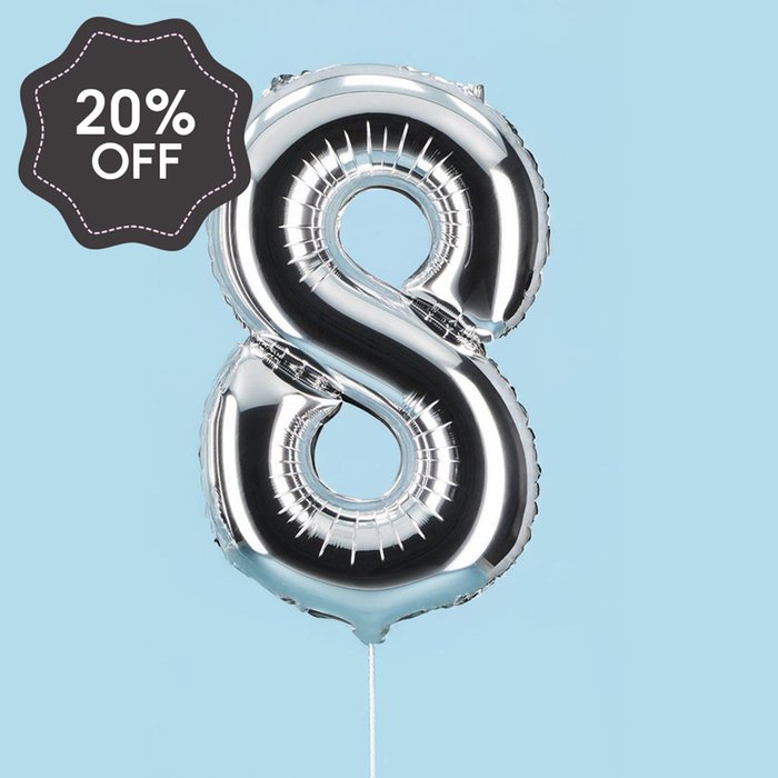 Silver Giant Number 8 Balloon