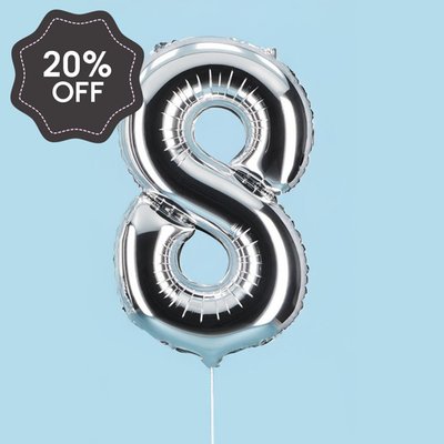 Silver Giant Number 8 Balloon