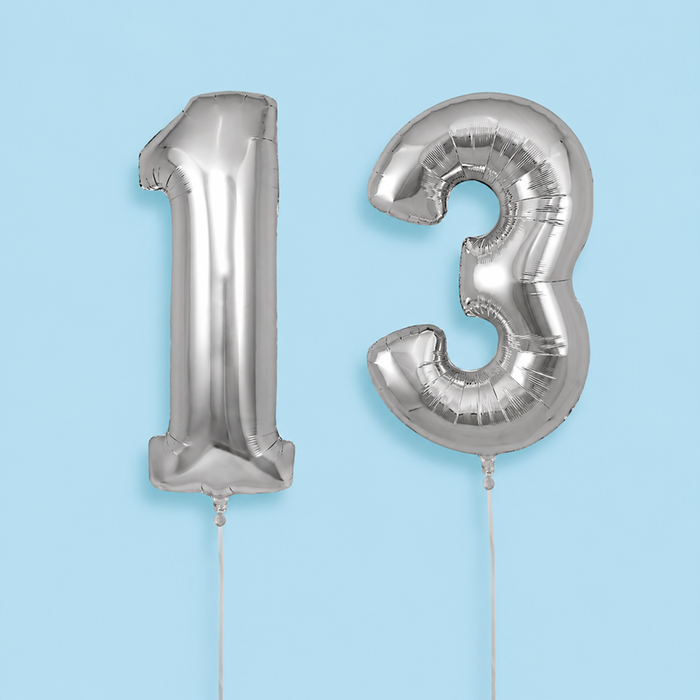 Number 13 Giant Silver Milestone Balloon