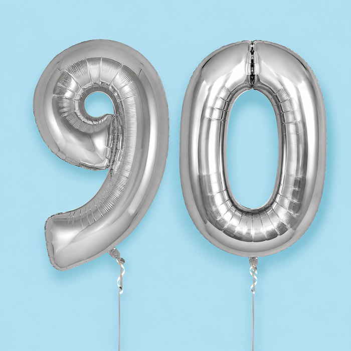 Number 90 Giant Silver Milestone Balloon