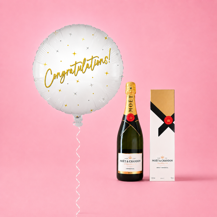 Congratulations Balloon & Moet 75cl Champagne Gift Set
