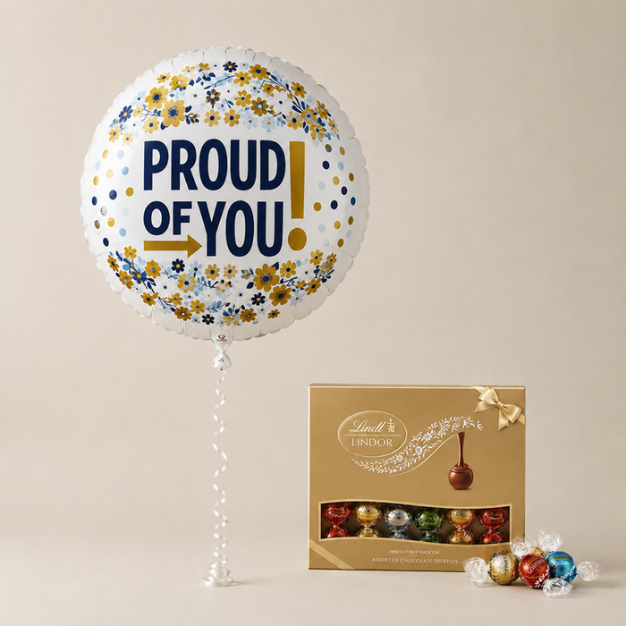 Proud of You Balloon & Lindt Chocolate Truffle Gift Set