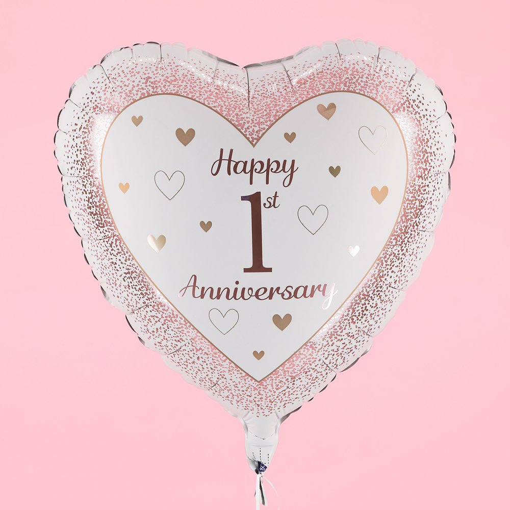 Moonpig Happy 1st Anniversary Heart Rose Gold Balloon