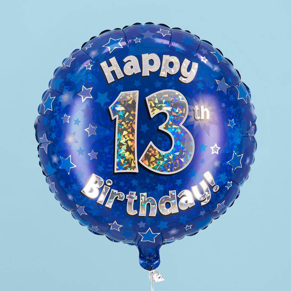 Moonpig Happy 13Th Birthday Blue Holographic Balloon