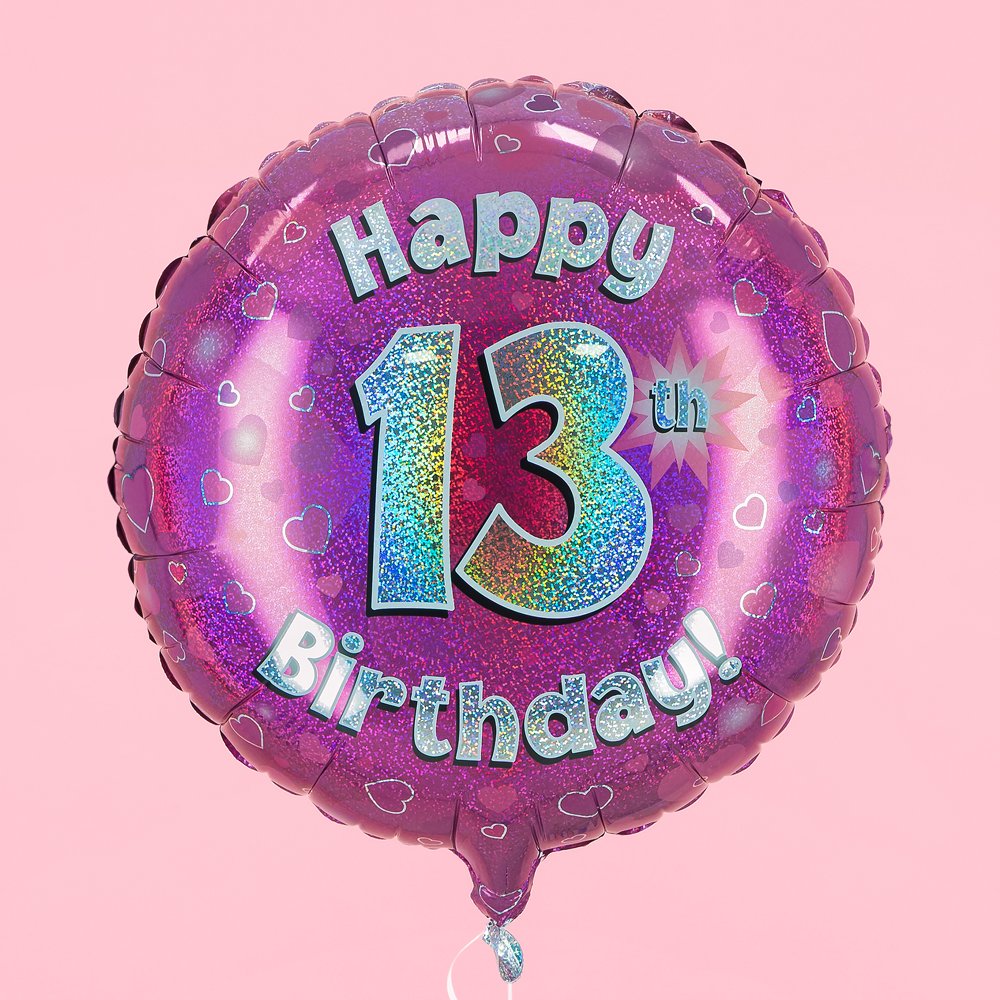 Moonpig Happy 13Th Birthday Pink Holographic Balloon