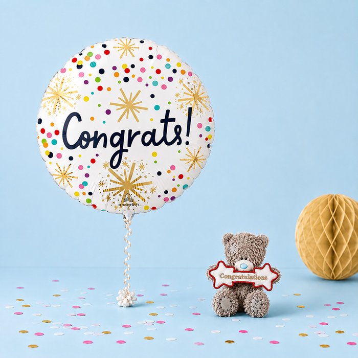 Congrats Balloon and Tatty Teddy Gift set