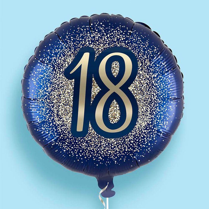 18th Birthday Metallic Glitter Navy Gold Balloon