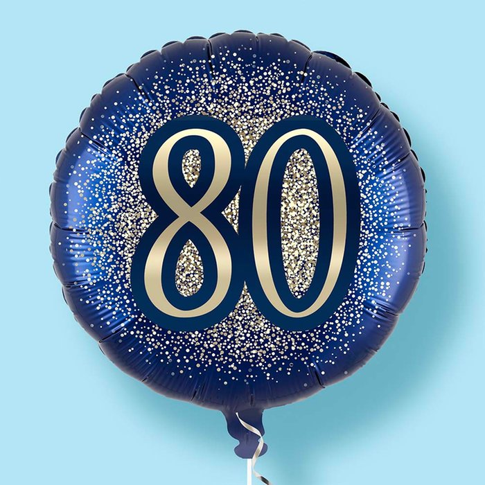 80th Birthday Metallic Glitter Navy Gold Balloon