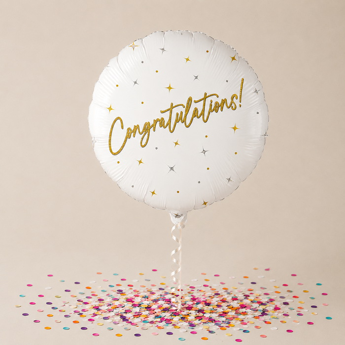 Congratulations Gold Holographic Balloon