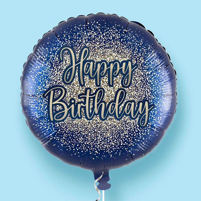 Birthday Metallic Glitter Navy Gold Balloon