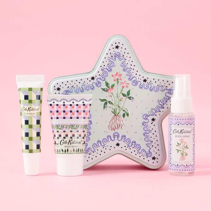 Cath Kidston Feel Like a Star Tin Body Wash 30ml, Body Mist 30ml, Lip Balm 15ml