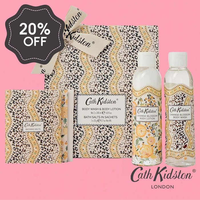 Cath Kidston Leopard Bathing Gift Box with Body Wash, Body Lotion, and Bath Salts