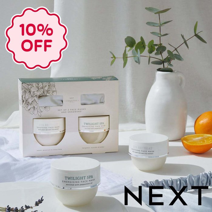NEXT Country Luxe Set of 2 Face Masks and Satin Headband Set