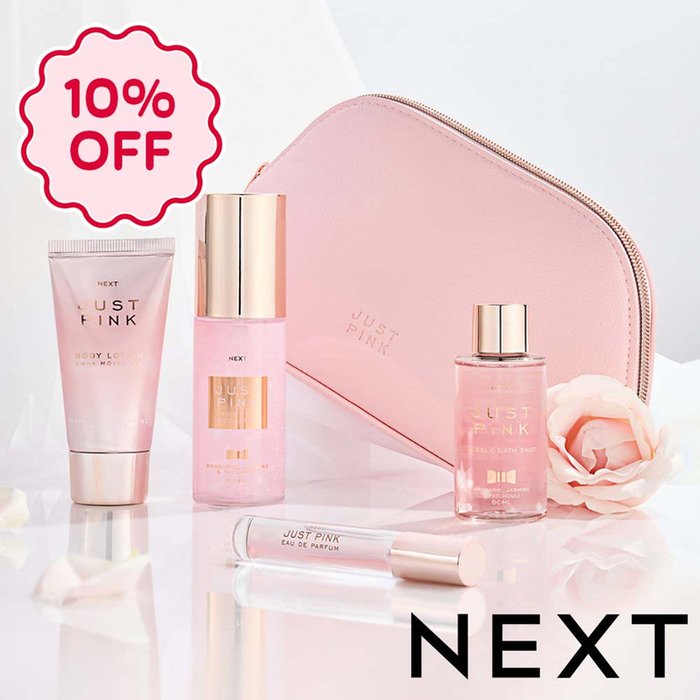 NEXT Just Pink Mini Perfume and Toiletries Collection with Makeup Bag Gift Set