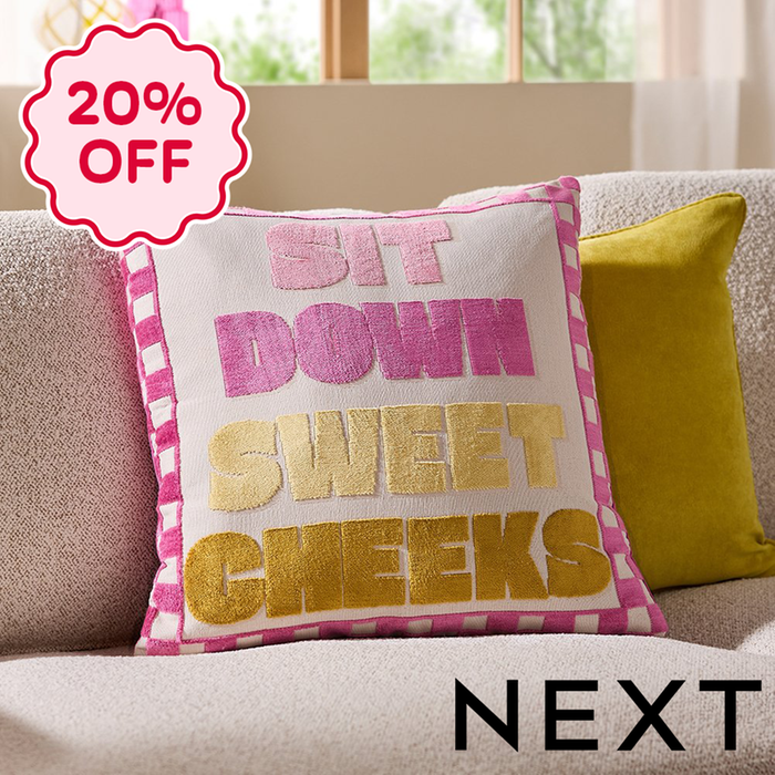NEXT Multi Bright Sweet Cheeks Cut Velvet Slogan Cushion