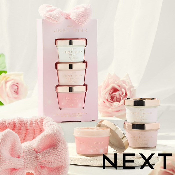 NEXT Set of 3 Just Pink Face Masks and Bow Headband Gift Set
