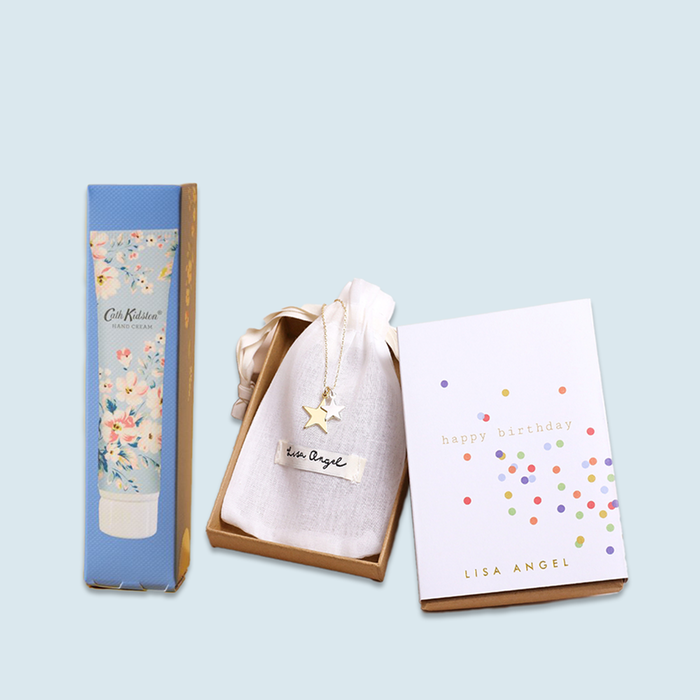 Cath Kidston Flowers Hand cream 30ml & Lisa Angel Happy Birthday Double Star Necklace