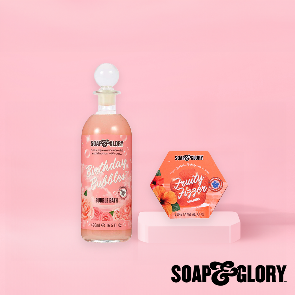 Soap & Glory Fruity Bath Bomb Fizzer & Birthday Bubble Bath 490Ml