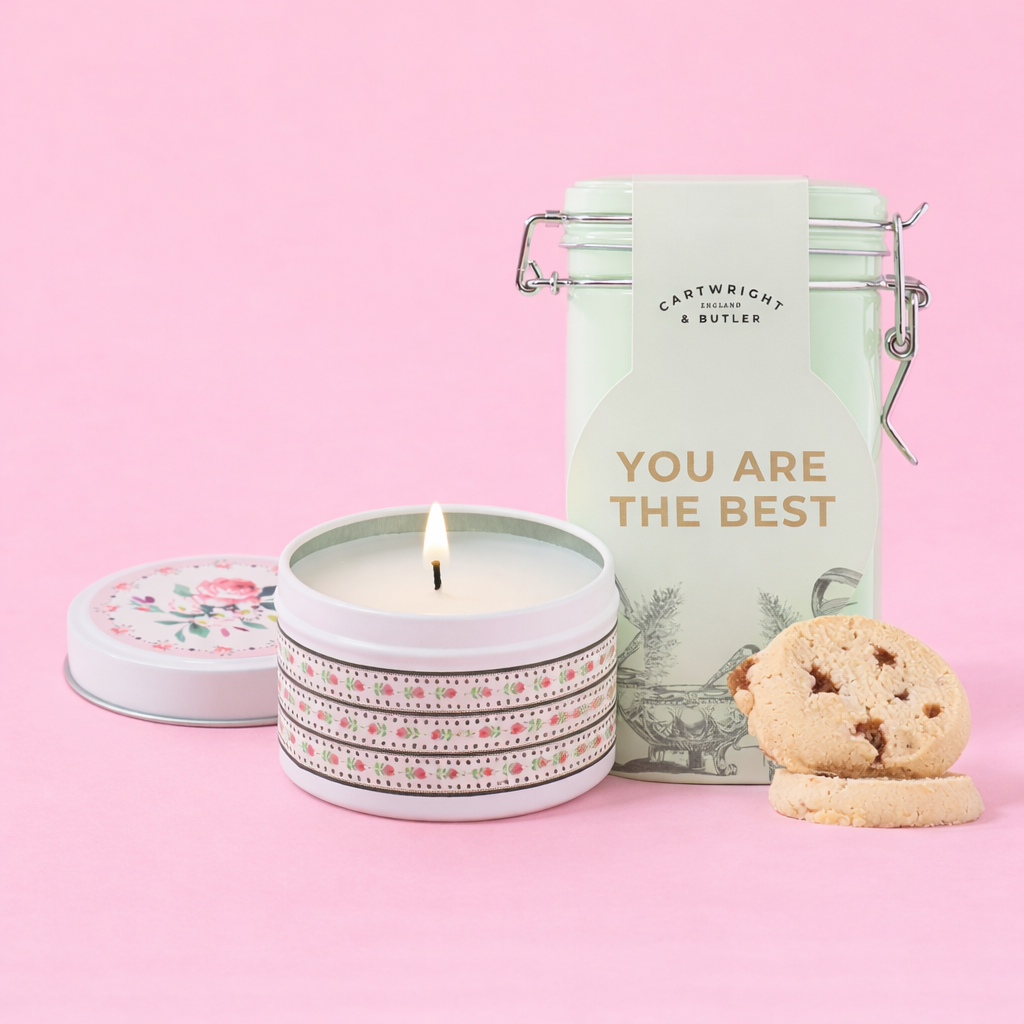 Cath Kidston Floral Rose Candle & C&b Salted Carmel Biscuits