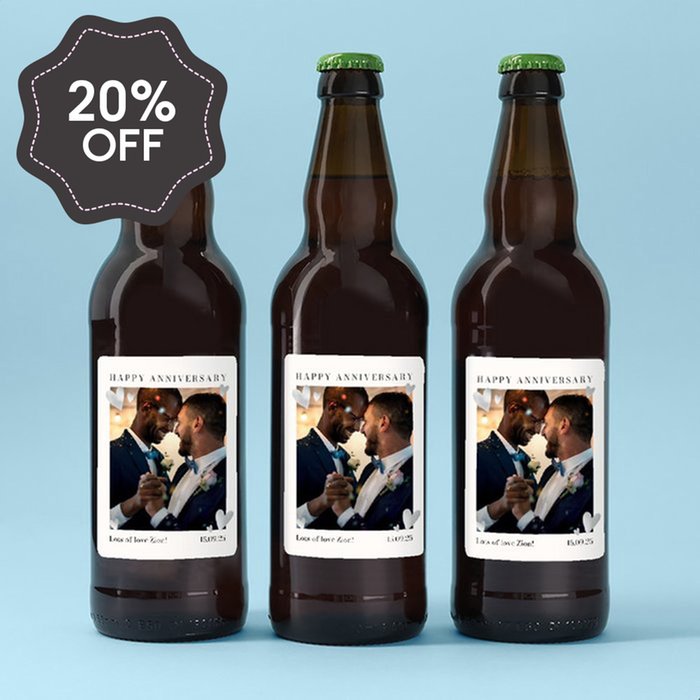 Personalised Happy Anniversary Beer Trio 3x500ml