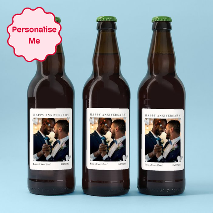 Personalised Happy Anniversary Beer Trio 3x500ml