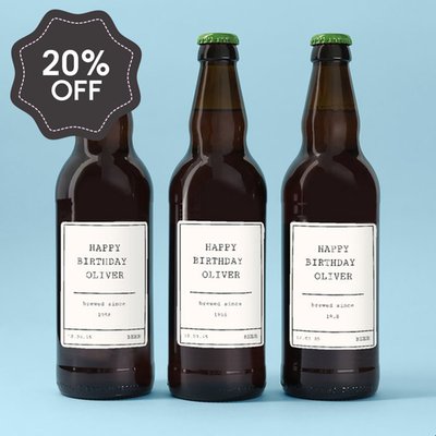 Personalised Happy Birthday Beer Trio 3x500ml