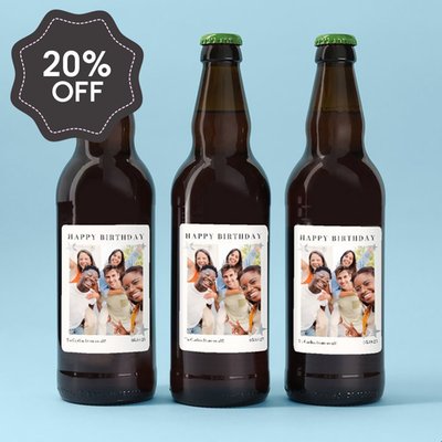 Personalised Photo Happy Birthday Beer Trio 3x500ml