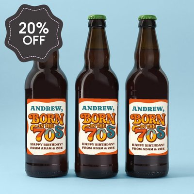 Personalised Born In The 70's Beer Trio 3x500ml