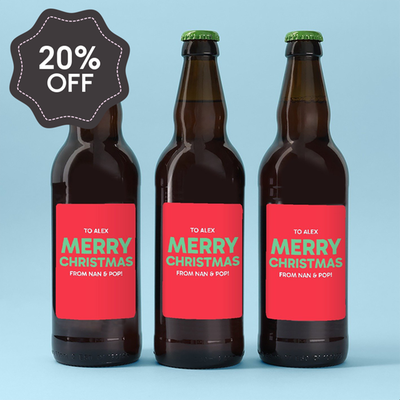 Personalised Merry Christmas Beer Trio 3x500ml