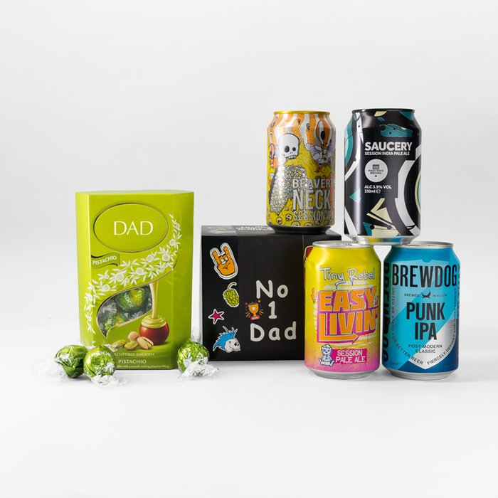 Best Dad Pistachio Lindt & NO.1 Dad Craft Cans Gift Set