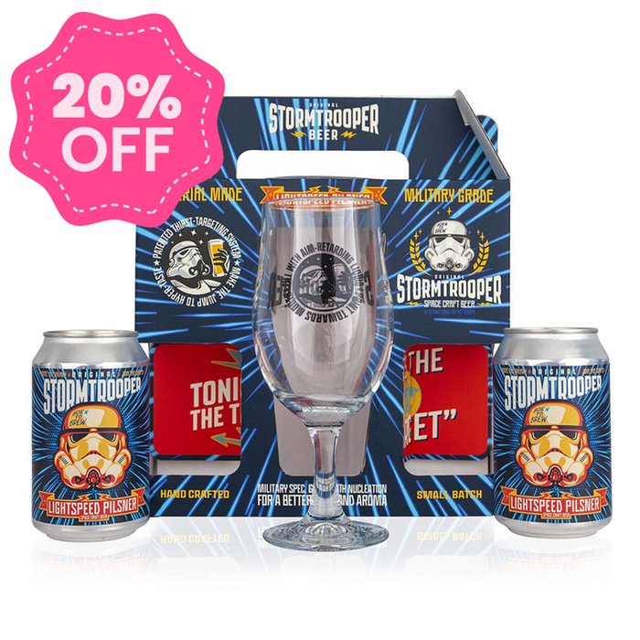 Stormtrooper Beer Lightspeed Lager Twin Can & Glass Gift Pack 2x330 ml