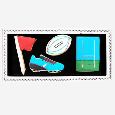 Biscuiteers Hand-Iced Rugby Letterbox Biscuits