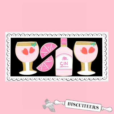 Biscuiteers Hand-Iced Pink Gin And Tonic Biscuits