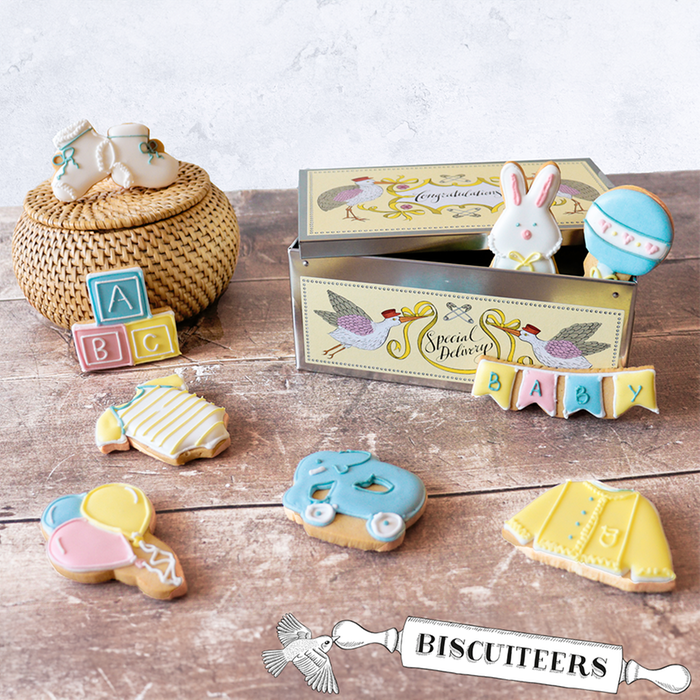 Biscuiteers Hand-Iced Baby Shower Biscuit Tin