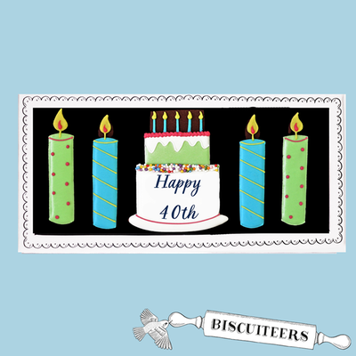 Biscuiteers Hand-Iced Happy 40th Birthday Surprise Biscuits 