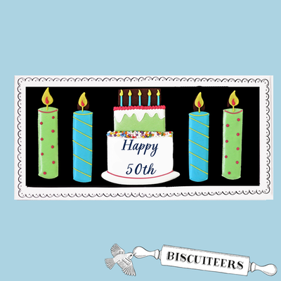 Biscuiteers Hand-Iced Happy 50th Birthday Surprise Biscuits 